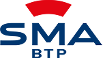 Logo SMA BTP bleu foncé et rouge